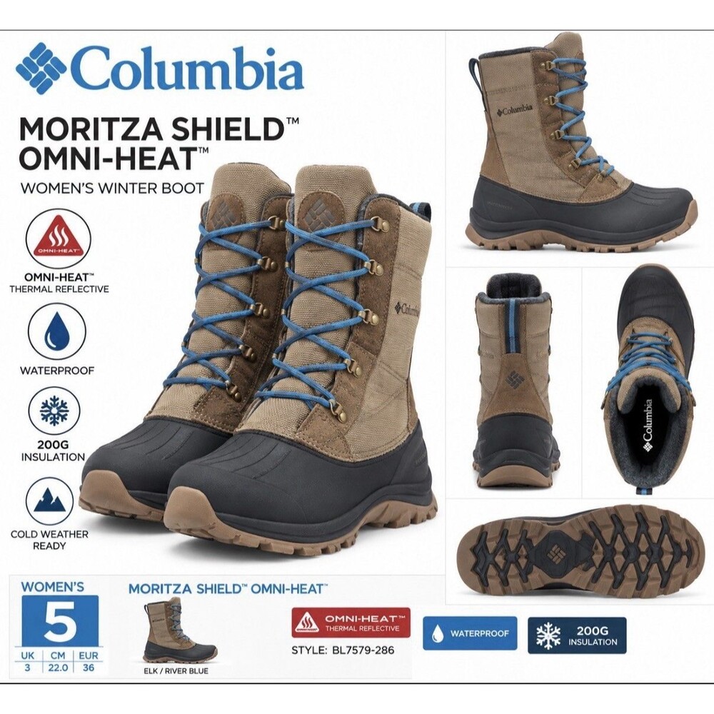 Columbia Moritza Shield Omni-Heat Women’s Waterproof Boots Size 5 BL7579-286 NIB